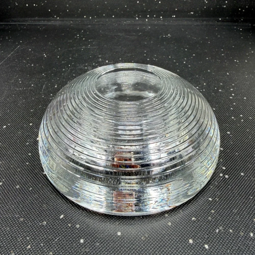 Iittala Aino Aalto Clear Glass Ribbed Tea Light Votive Candle Holder 4x2 Heavy